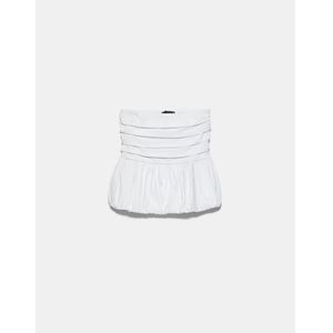 Zara White Strapless Puffy Top Women’s Size Small